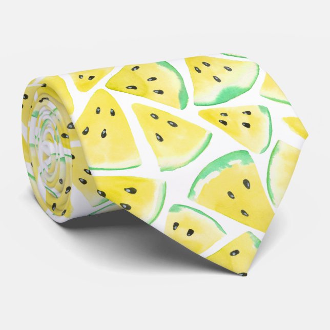 Yellow watermelon slices pattern tie (Rolled)