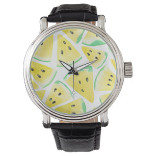 Yellow watermelon slices pattern watch
