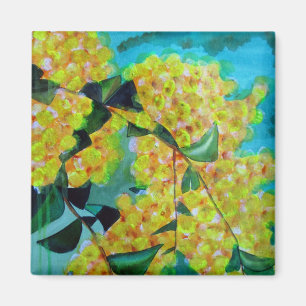 Yellow Wattle Australian native flower art magnet