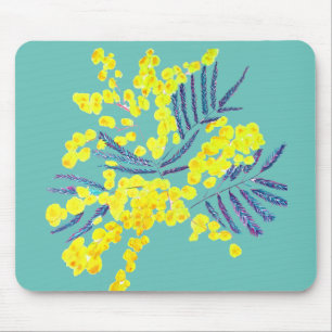 Yellow Wattle Mimosa Australian flower art Mouse Pad