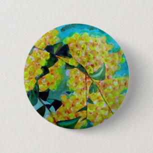 Yellow Wattle native Australian flower art 6 Cm Round Badge