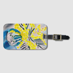 Yellow Wattle native Australian flower art Luggage Tag