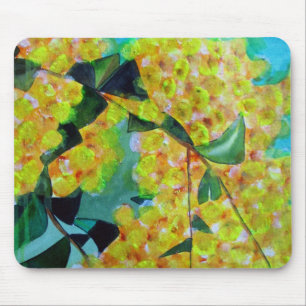 Yellow Wattle native Australian flower art Mouse Pad