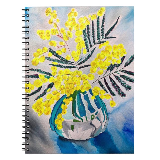 Yellow Wattle native Australian flower art Notebook (Front)