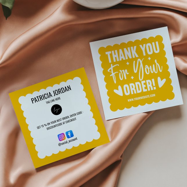 Yellow Wave Order Thank you LOGO Social Icon  Square Business Card (Creator Uploaded)