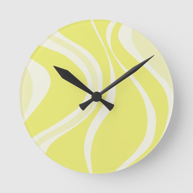 Yellow Waves Wall Clock (Front)