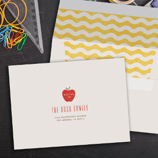 Yellow Wavy Apple Self-Addressed Graduation  Envelope