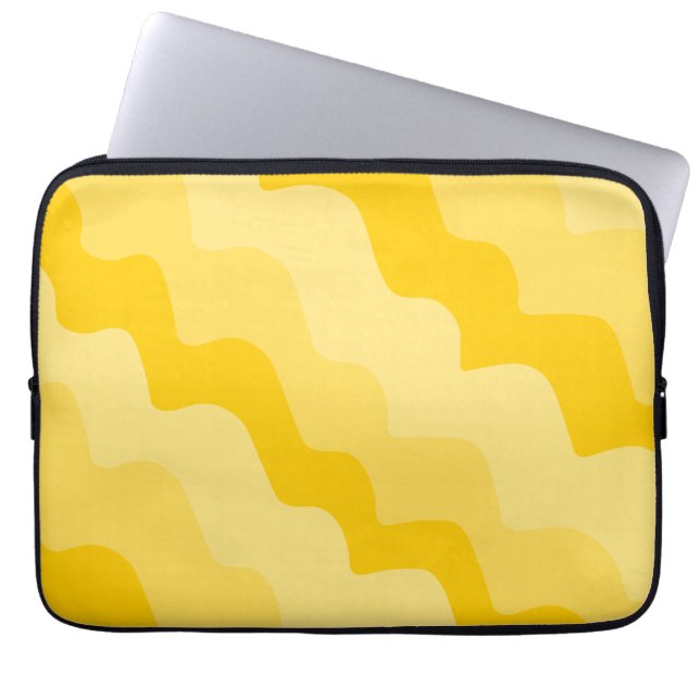 Yellow wavy ocean waves gradient  laptop sleeve (Front)