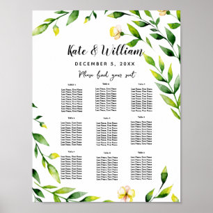yellow wedding floral Table plan party/wedding Poster