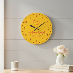 Yellow Wedding or Anniversary Gift Clock 