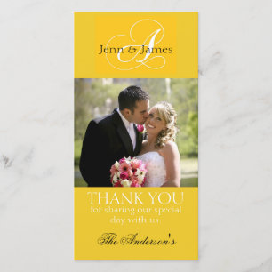 Yellow Wedding Thank You Bride Groom Photo Cards