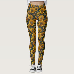 Yellow Weightlifting Anemones Flower Gifts For Her Leggings
