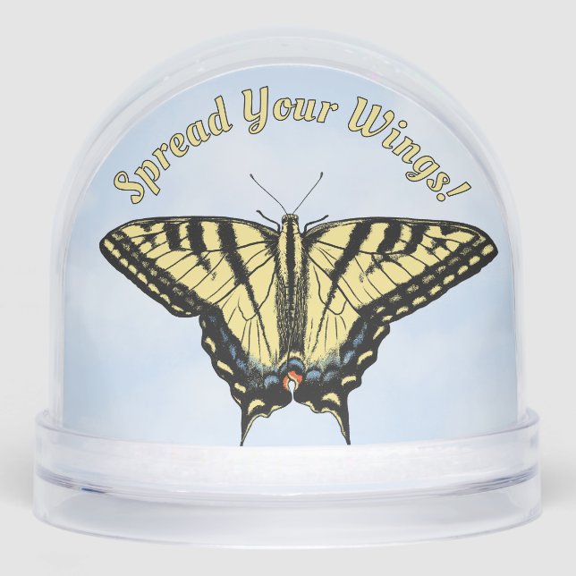 Yellow Western Swallowtail Butterfly Personalised Snowglobe (Front)