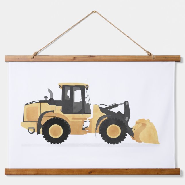 Yellow Wheel Loader Construction Vehicle Decor Hanging Tapestry (Front)