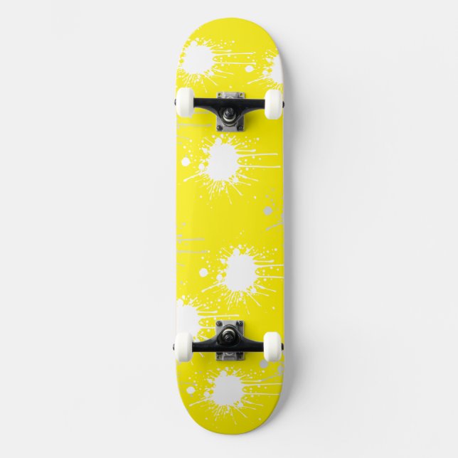 Yellow Whie  Blush Abstract Skateboard Deck (Front)