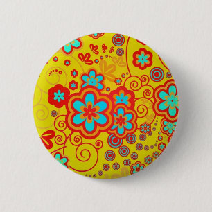 Yellow Whimsical Garden 6 Cm Round Badge