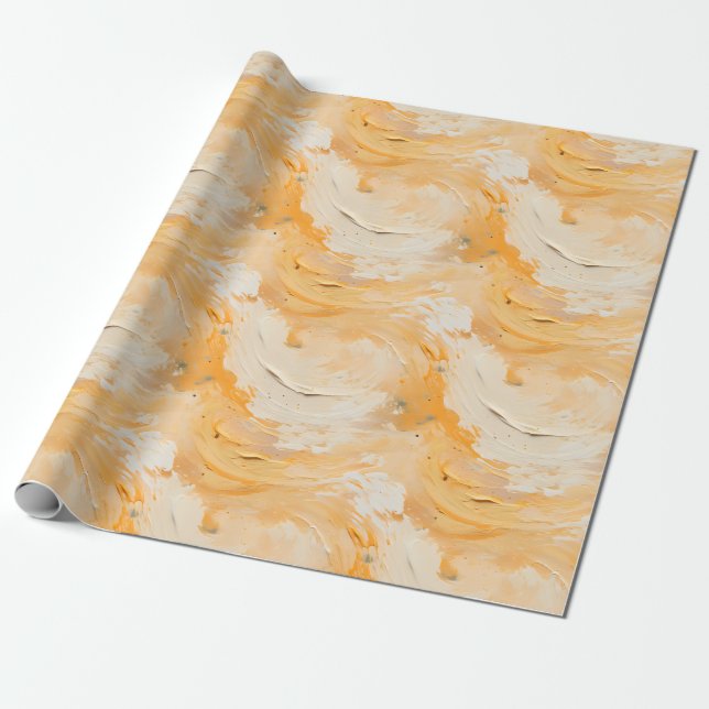 Yellow & White Abstract Paint Wrapping Paper (Unrolled)