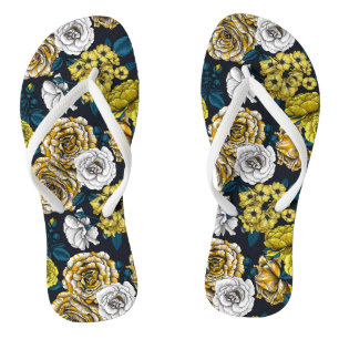 Yellow, white and bi-color roses with blue leaves thongs
