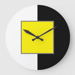 Yellow, White And Black Minimal Modern Large Clock