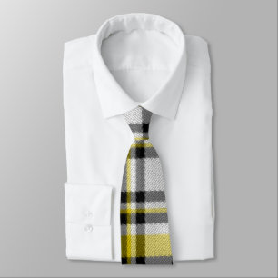 Yellow White and Black Plaid Tie