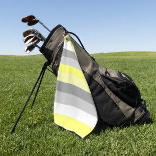 Yellow, White and Grey Stripes  Golf Towel