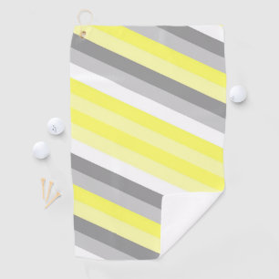 Yellow, White and Grey Stripes  Golf Towel