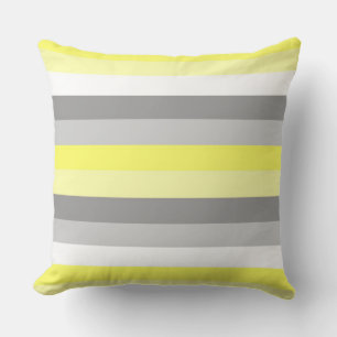 Yellow, White and Grey Stripes throw pillow