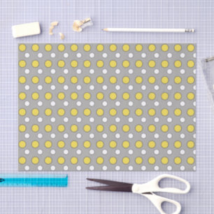 Yellow white and grey with polka dots tissue paper