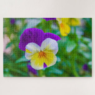 Yellow, white and purple flower jigsaw puzzle