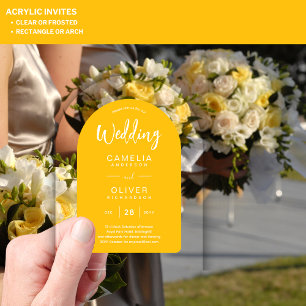 Yellow White Arch Acrylic Wedding Invites Modern Invitations