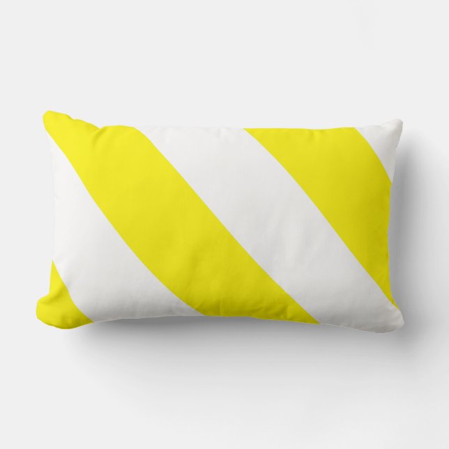 Yellow White Attention Warning Stripes Lumbar Cushion (Front)