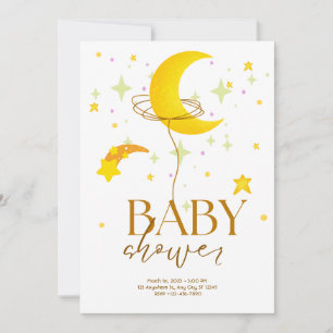 Yellow White Baby Shower Invitation