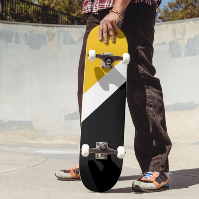 Yellow White Black Colour Block Style Design  Skateboard (Creator Uploaded)