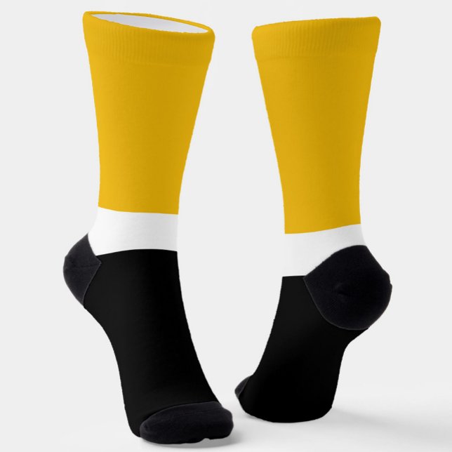 Yellow White Black Colour Block Style Design  Socks (Creator Uploaded)