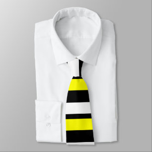 Yellow White & Black Custom Horizontally-Striped Tie