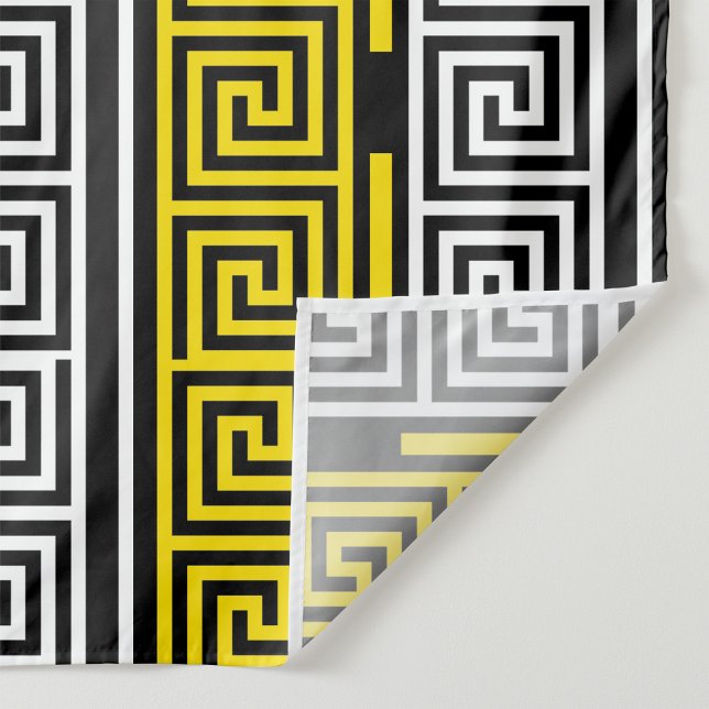 Yellow White Black Greek Key Fret Pattern Design  Fabric (Creator Uploaded)