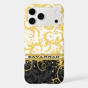 Yellow White Black Personalised Damask iPhone Skin