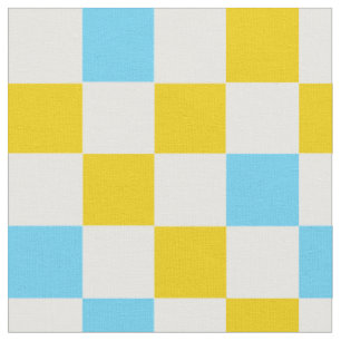 Yellow White Blue Chequered Design  Fabric