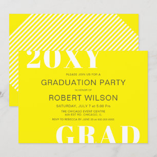 Yellow White Bold Typography Graduation Party  Invitation