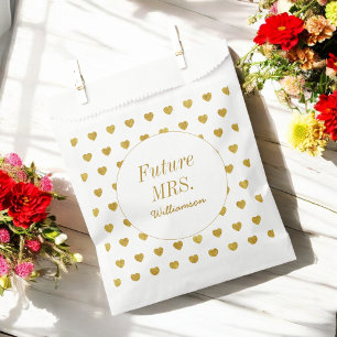 Yellow White Bridal Shower Hearts Pattern Favour Bag