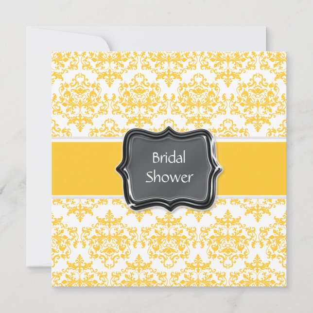 Yellow white bridal shower personalise invitation (Front)