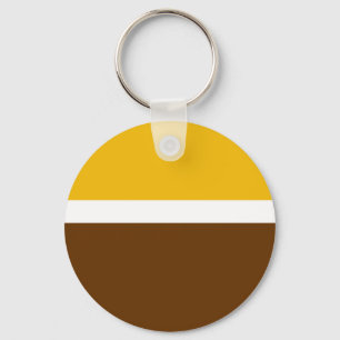 Yellow White Brown Plain Colour Block Design Key Ring