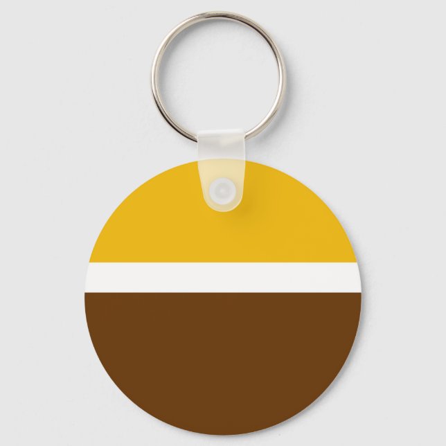 Yellow White Brown Plain Colour Block Design  Key Ring (Front)