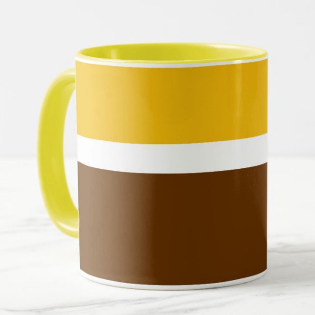 Yellow White Brown Plain Colour Block Design  Mug (Creator Uploaded)