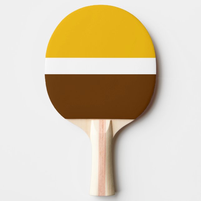 Yellow White Brown Plain Colour Block Design  Ping Pong Paddle (Front)