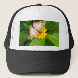 yellow white butterfly moth trucker hat