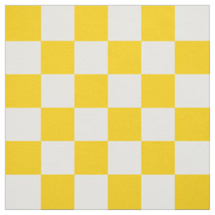 Yellow White Chequered Check Pattern Fabric