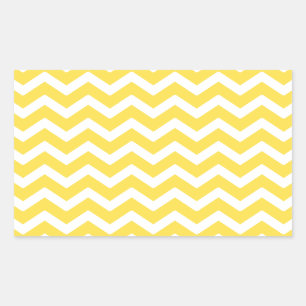 Yellow White Chevron Pattern Rectangular Sticker