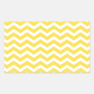 Yellow White Chevron Pattern Rectangular Sticker