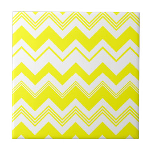 Yellow White Chevron Pattern Tile